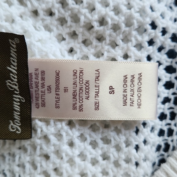 Tommy Bahama white loosely woven hooded sweater, size small - Picture 5 of 6